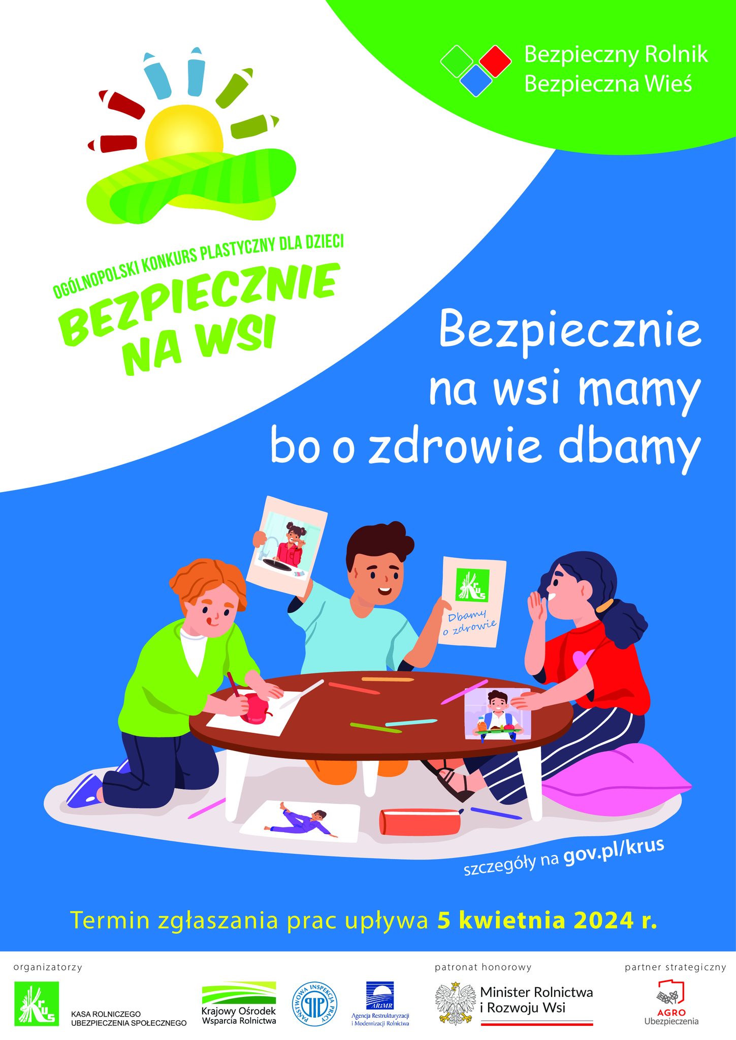 Miniaturka artykułu XIV Ogólnopolski konkurs plastyczny dla dzieci pod hasłem: „Bezpiecznie na wsi mamy, bo o zdrowie dbamy”